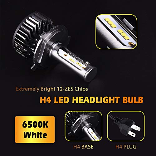 ALUNAR H4 LED Headlight Bulbs Hi/Lo Beam 9003 HB2 Car Motorcycle All-in-One Conversion Kit Plug Play White ZES Auto Head Lamp 12V Replacement LED Headlight Bulbs Vehicle Lighting