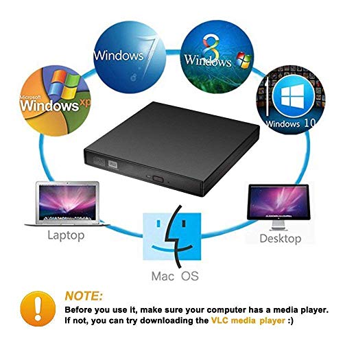 Image of CEZO External USB 3.0 Portable Slim CD /DVD-ROM +-R-R-RW Burner Writer for Laptop Desktop Notebook Windows and Mac OS (Black)