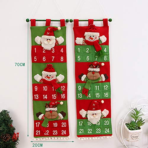 Calendário adventista de Natal LUOEM para pendurar o boneco de neve do Papai Noel, calendário de con