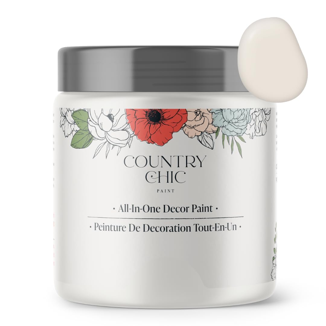 Country Chic All-in-One Chalk Paint for Furniture, Cabinets, Home Decor, Eco-Friendly, Matte Finish, Built-In Primer & Top Coat for Wood, Metal - Ethereal Mist (Light Grey) - Pint 16 oz (475 ml)