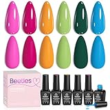 beetles Summer Gel Polish Set - 6 Color Gel Nail Polish Hot Pink Green Blue Orange Rainbow Boundless Energy Collection Holiday Nail Art Design Soak Off Uv LED Manicure DIY Home