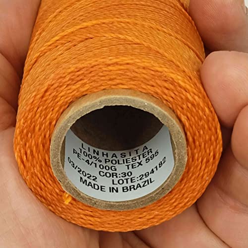 Linhasita Waxed Thread 100 g / 170 m Polyester 1 mm Thick Macrame, 30 Colours orange - Image 4