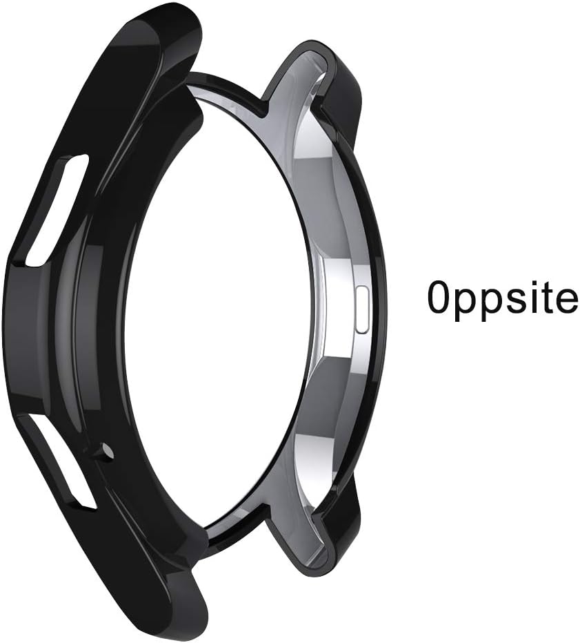 Case Compatible Samsung Galaxy Watch 46mm, NaHai TPU Slim Plated Case Shock-Proof Cover All-Around Protective Bumper Shell for Galaxy Watch 46mm Smartwatch, 3 Pack Crystal Clear, Black, Silver