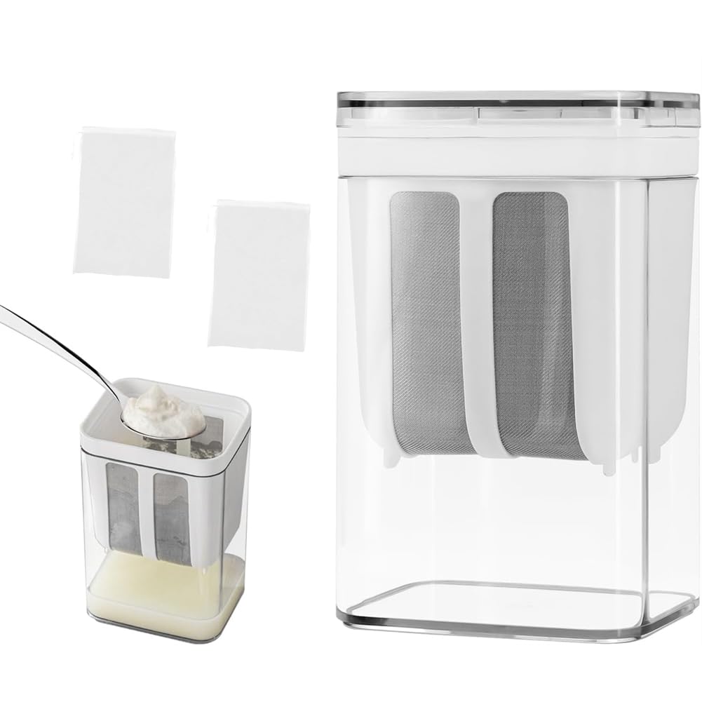 Hndhbfgrt Strainer with Fine Mesh Bag & Lid Thick Greek Yogurt for Thick Greek Yogurt, Soybean Milk, Kefir, Berries, Soup, Fruit Juice, Coffee