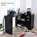 HOMCOM L Shaped Computer Desk, 180° Rotating Corner Desk with Storage Shelves, Drawer and Cabinet, Study Workstation for Home Office, Black