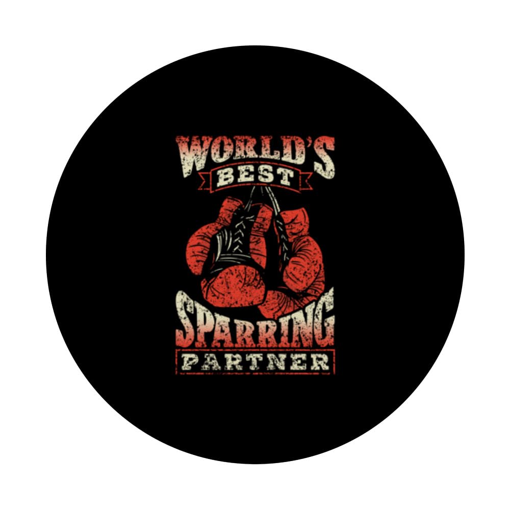 World's Best Sparring Partner Coaching Boxing Boxer Sparring PopSockets Swappable PopGrip, Black - Image 3