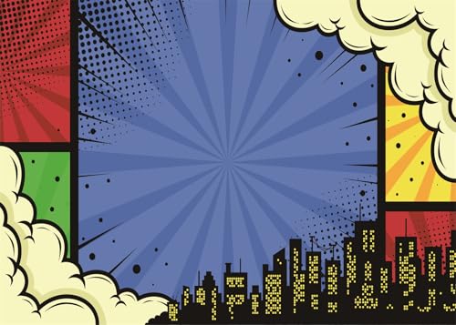 Fondo para fotografía ciudad cómic 7x5ft colorido miniatura 1