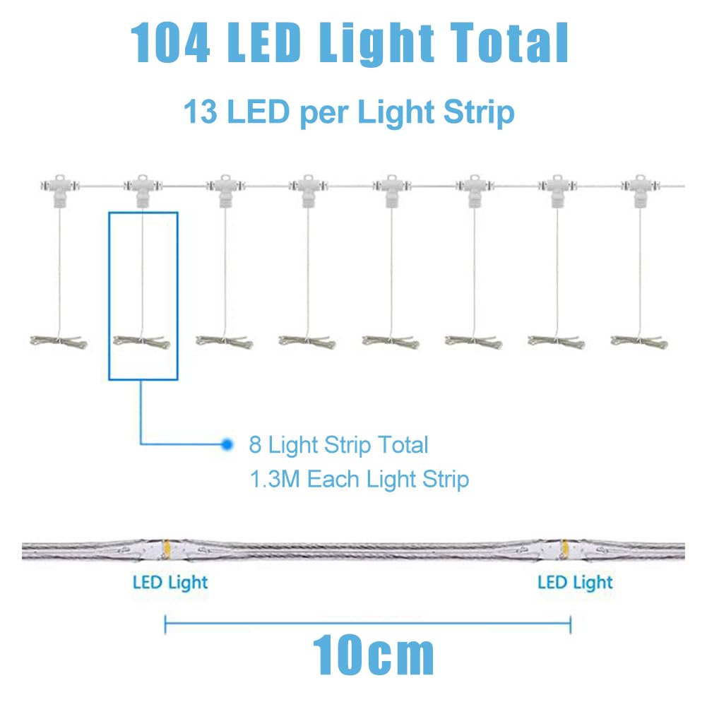 Lumières Solaires de Parapluie, 104 LED Lampe Parasol de Patio, Étanche IP65 Éclairage de Parasol, 8 Modes Lumières avec Télécommande, Éclairage Décoratif pour Parasols et Tentes de Camping
