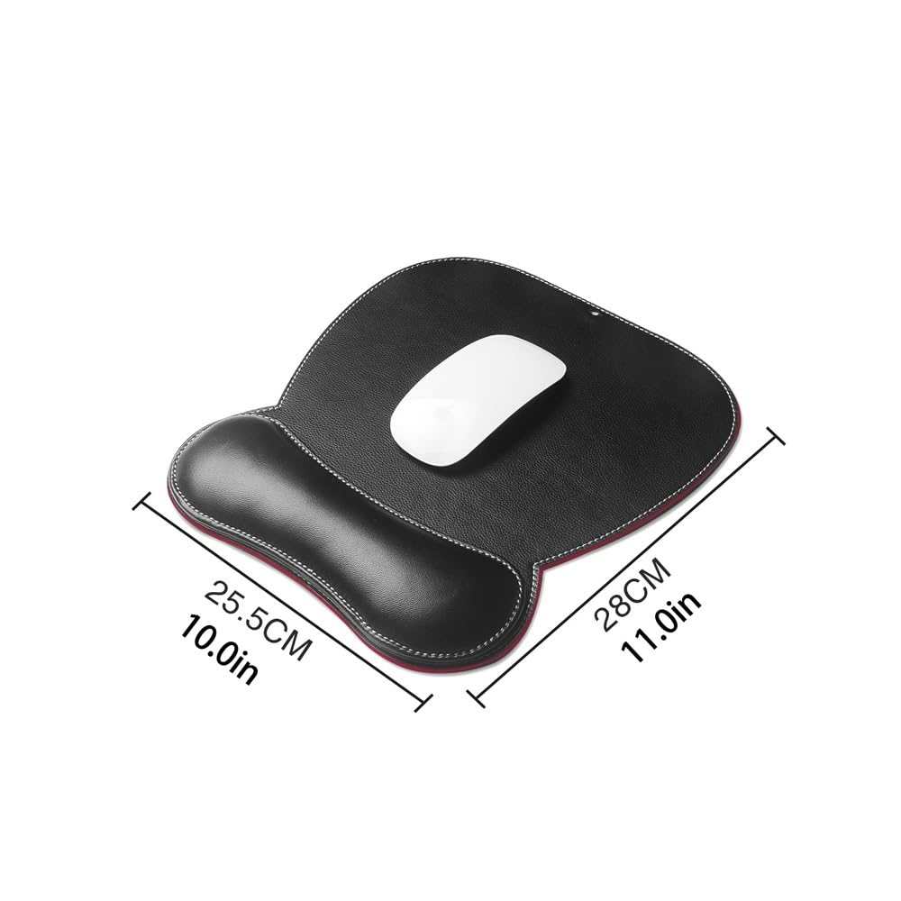 Ergonomiczna podkładka pod mysz z podparciem nadgarstka, skórzana podkładka pod mysz do laptopów, antypoślizgowa, do domu, pracy, biura, gier (A)