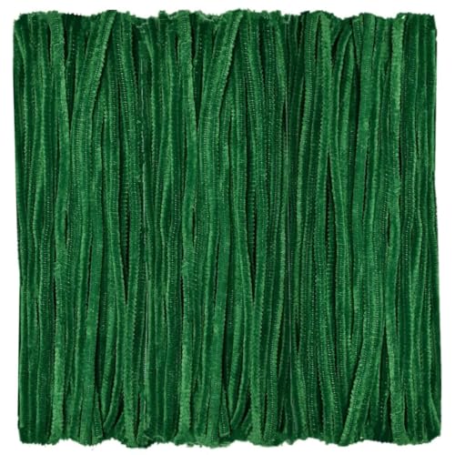 Image of TRAIS Dark Green Pipe Cleaners for Crafts (100 Pieces) | Flexible Chenille Stems for DIY Art, Flower Making, Kids Craft, School Projects & Decoration Supplies
