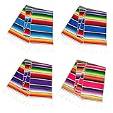 4 Pcs Mexican Table Runners, 14×84 Inch Sarapes Dia De Los Muertos Decor Fiesta Party Decorations...