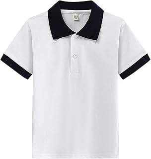 Camiseta para niños de manga corta de algodón con cuello redondo oscuro