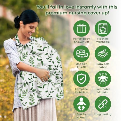 Image of a baby cherry-Nursing Cover, Nursing Covers for Feeding Mom, Feeding Cover Breastfeeding Mother, Feeding Cover for Mom, Multi-Use, Breathable, 360 Full Privacy (Green),1 Count
