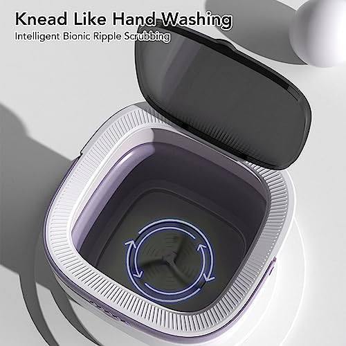 YUYTE Tragbare Waschmaschine, 7,5 L, Faltbare Mini-Waschmaschine und Wäscheschleuder, Kleine Faltbare Eimerwaschmaschine für Camping, Wohnmobil, Wohnheim, Reisen, Reisewäsche (Lila)