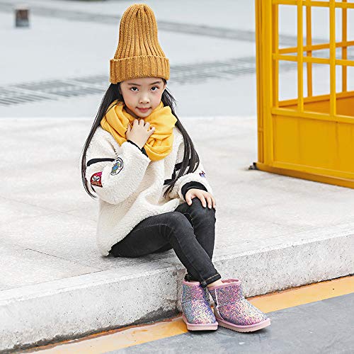 Dayiss Girls Snow Boots Girl's Warm Plush Comfortable Sequin Sparkly Waterproof Outdoor Princess Winter Boots for Girls3