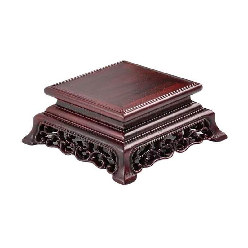 Socle de bonsaï en bois rouge, base luxe classique et sculptée pour statue artistique haute gamme