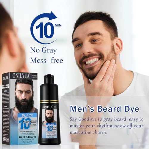 Men's 3 in 1 Black Beard Dye Shampoo, Simpler Color for Men's Beard & Mustaches, Long Lasting Gray Reducing 200 ml - Image 6