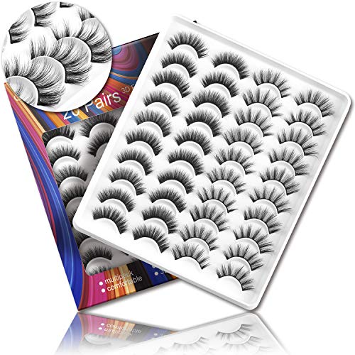 20 Pairs of False Eyelashes, Natural Look Eye Lashes for Women, 3D Fake Eyelashes Wispies Eye Lashes Pack Handmade Fake Lashes (volume lashes)