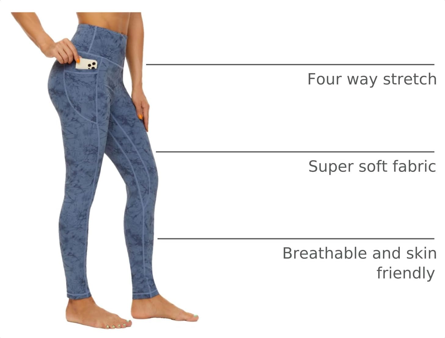 ccko High Waisted Leggings for Women with Pockets, Womens Yoga Pants Stretch Workout Leggings Tummy Control image 4