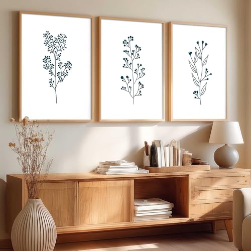 Image of kotart Botanical Art Home Decoration Painting | Floral Aesthetic Paintings With Frame For Living Room Bed Room Hotel Wall Decor Digital Reprint Set of 3 (14x20 Inch)