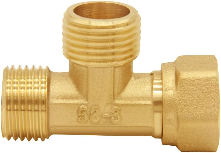 Uenede Solid Brass G1/2" 3 Way Diverter Hose Fitting Tee, T Shape Diverter Valve Adapter Connector for Angle Valve Hose, Bath Shower Arm, Toilet Bidet Sprayer Faucet