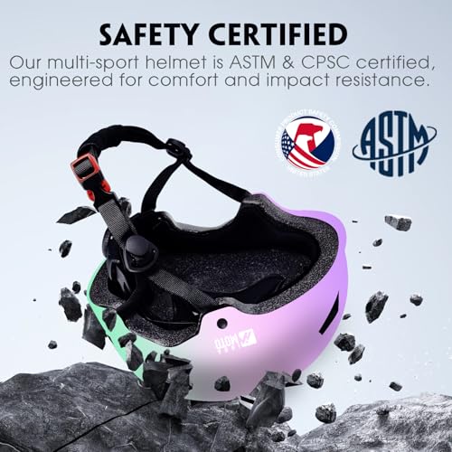 Image of Skateboard Helmet for Adults - Adjustable Certified Safety Adults Helmet for Skateboarding Bike Bicycle Scooter Cycling Skate Skating Multisport Helmets for Women Men Boys Girls Kids Youth