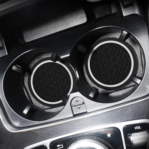 Image of Mandark 2PCS Car Cup Holder Coasters, 2.75 Inch Non-Slip Insert Water Bottle Holder Pads, Dustproof Automotive Interior Accessories Mat, Universal for Vehicles, Trucks, RVs and More(Black /White)