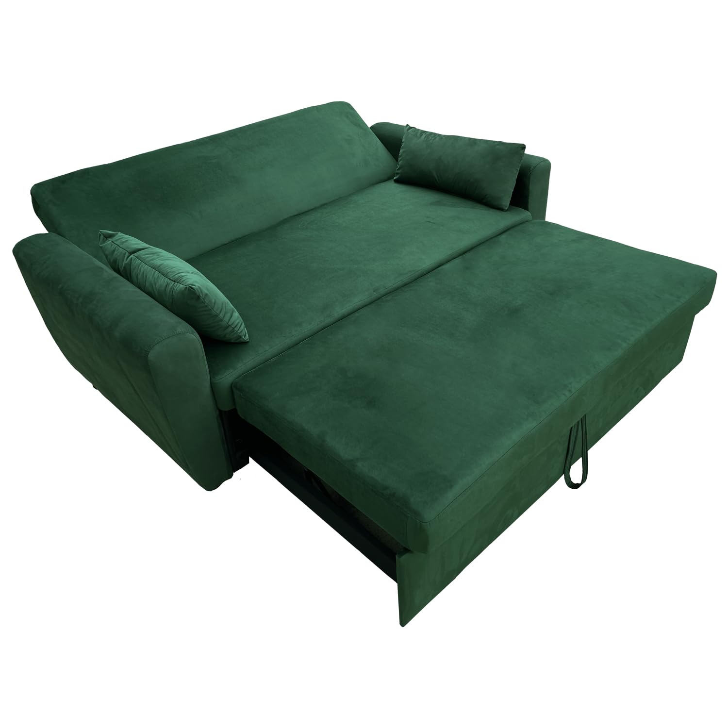 Happy Garden Sofá Cama Matt de Terciopelo Verde, 2 plazas. Sofá con Respaldo reclinable y Cojines