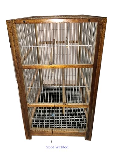 Image of Anaakaarha Handmade Wooden Bird Cage for Small to Medium Birds, 51 x 36 x 60 cm, with Perches, Swings and Ladder, Removable Bottom Net