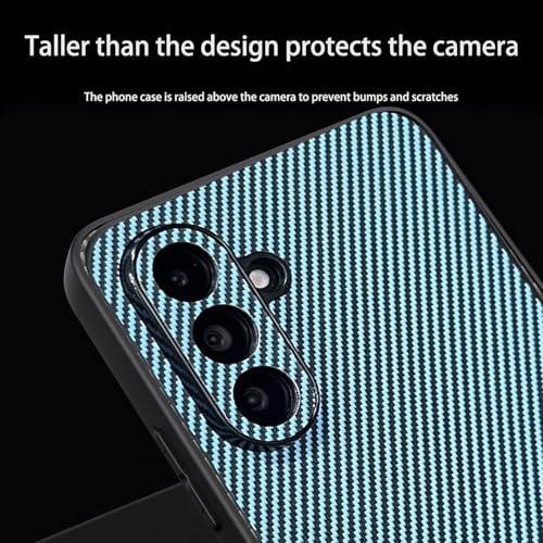 Image of DIZORO Carbon Fiber Case for Samsung Galaxy A36 5g Fusion 5g Smooth Touch Rubber Phone Cases Non-Slip, Camera Protection Fingerprint Resistant Full Body Protective Shockproof Back Cover - Sierra Blue