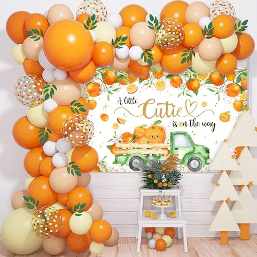 Mocsicka Cutie Baby Shower Fondo Fotográfico Naranja miniatura 3