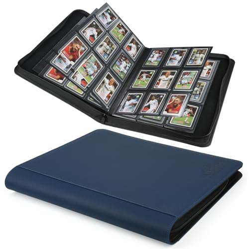Image of Toploader Binder,Toploader Hard Cases, 9-Pocket Pages Sleeves Hold up 288 Cards.Toploader Card Binder with Sleeves for inch3x4 inch rigid,Card Holder(blue)