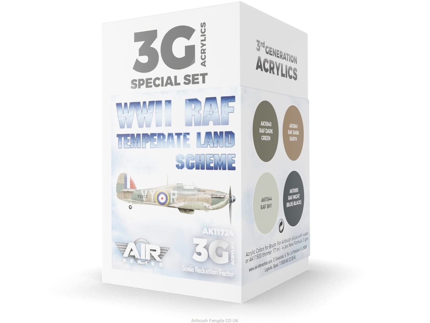 Ak Interactive Green Ak Acrylics 3Gen Aircraft Set Ak11724 Wwii Raf Temperate Land Scheme Set 3G (4X17ml)