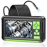 Cámara Endoscópica de Doble Lente, 4,3' Pantalla IPS Endoscopio Camara de Inspeccion con 8 Luces LED, Camara Inspeccion Tuberias Impermeable IP67, Cable Semi-Rígido de 5M, Toma Fotos y Graba Video