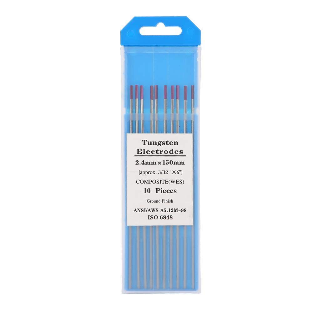 10er Pack Wolfram Elektrode 2,4 Pink, Verbundelektroden Wig Schweißen Wolframelektroden Lila Wolframelektroden 2,4 * 150 mm
