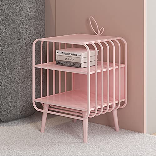 Table de chevet rose compacte à double tiroir pour petit meuble de rangement - 3