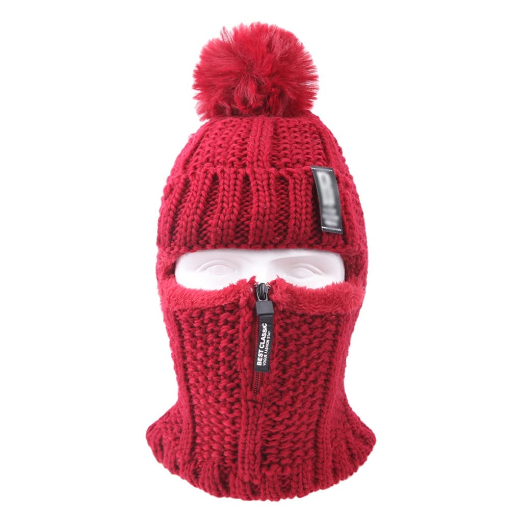 Cagoule balaclava en laine pour femme avec écharpe intégrée tricotée hiver