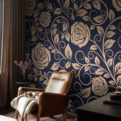 Adhesivos de pared de flores románticas 104x70 cm con estampados lavables 3