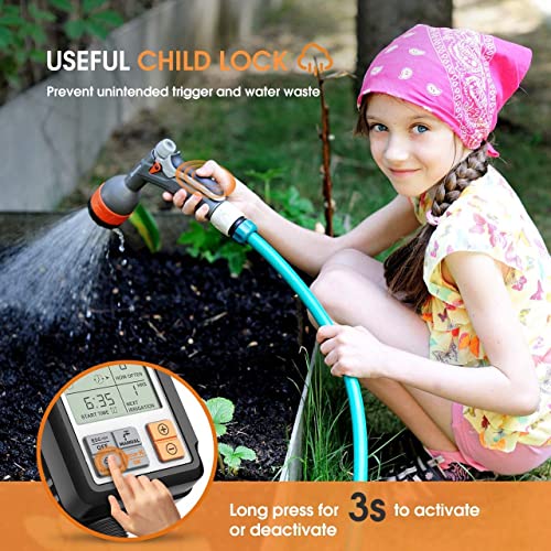 Image of LABART Drip Irrigation Timer for Garden Farm, Water Timer Programmable, Automatic Watering System, Waterproof Digital Irrigation Timer System for Lawns Yellow