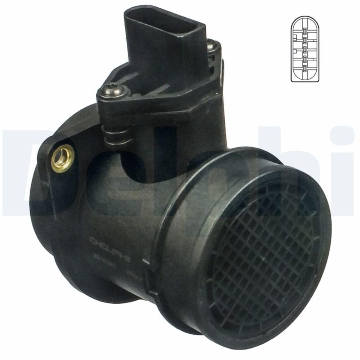 DELPHI Débitmètre d'air Nombre de contacts enfichables: 5 12V avec boîtier AF10261-12B1 Compatible avec VW Golf 4 3/5 portes 1J1 Polo IV 3/5 portes 9N, 9A, SEAT Ibiza III 3/5 portes 6L, AUDI