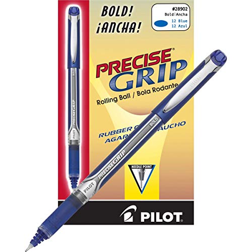 Pilot Precise Grip Liquid Ink Rolling Ball Stick Pens, Bold Point, Blue Ink, 12-Pack (28902) #TOP2