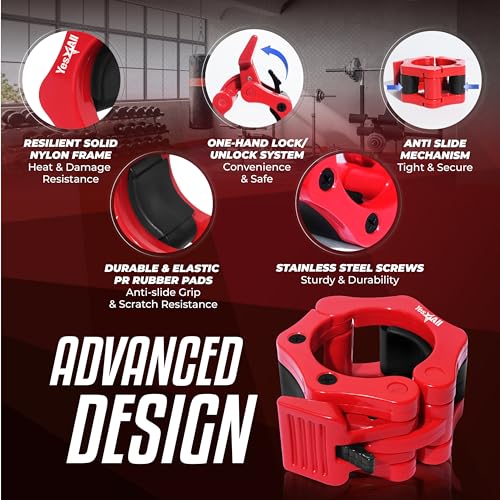Yes4All 2 inch lange halterklemmen, Pro Lockjaw-halsbandset voor Olympische stang, halterschijf met snelsluiting, halterclips voor gewichtheftraining en krachttraining - Image 4