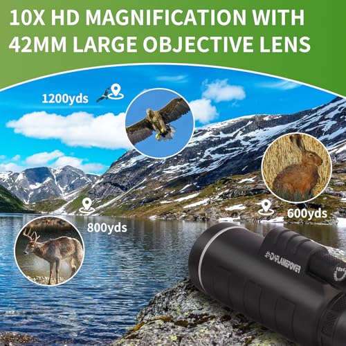 DFlamepower 10x42 HD Monocular with Full Optical Prism and Dual Focus Telescope, Waterproof, Portable Spotting Scopes for Birdwatching - Image 4