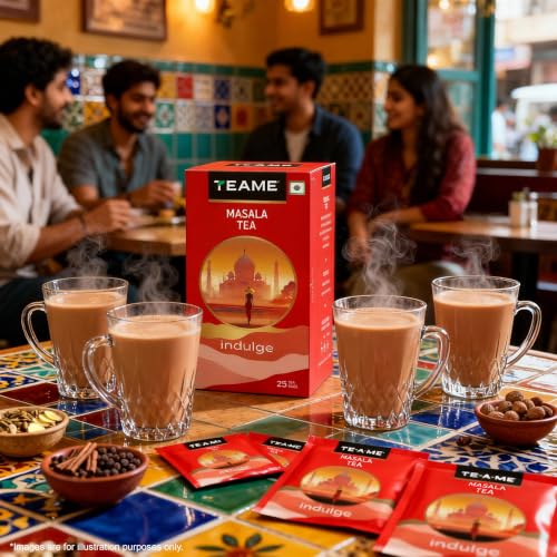 Image of TE-A-ME Indulge Masala Tea, 25 Bags (Pack of 4) | Masala Chai | Black Tea Bags 100 pieces