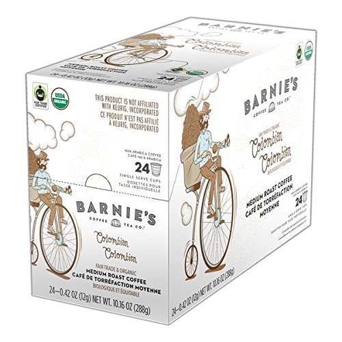 Barnie's Coffee & Tea Co | Prue Organic Fair Trade Colombian Coffee | Medium Roast | Single Serve Plastic Pod | 22 Count Box