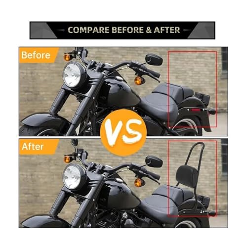 Coussin dossier appui-dos de passager arrière noir pour custom moto Softail 2006+ - 6