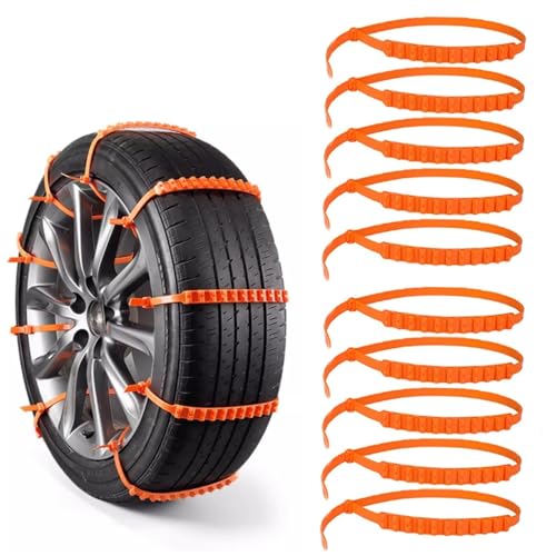 Reusable Snow Tire Chains, 10PCS Portable Emergency Non-Slip Plastic Cable Ties, Reinforced Nylon Material Snow Tire Chains, Heavy Duty Plastic Wheel Cables for Muddy Roads and Winter Driving