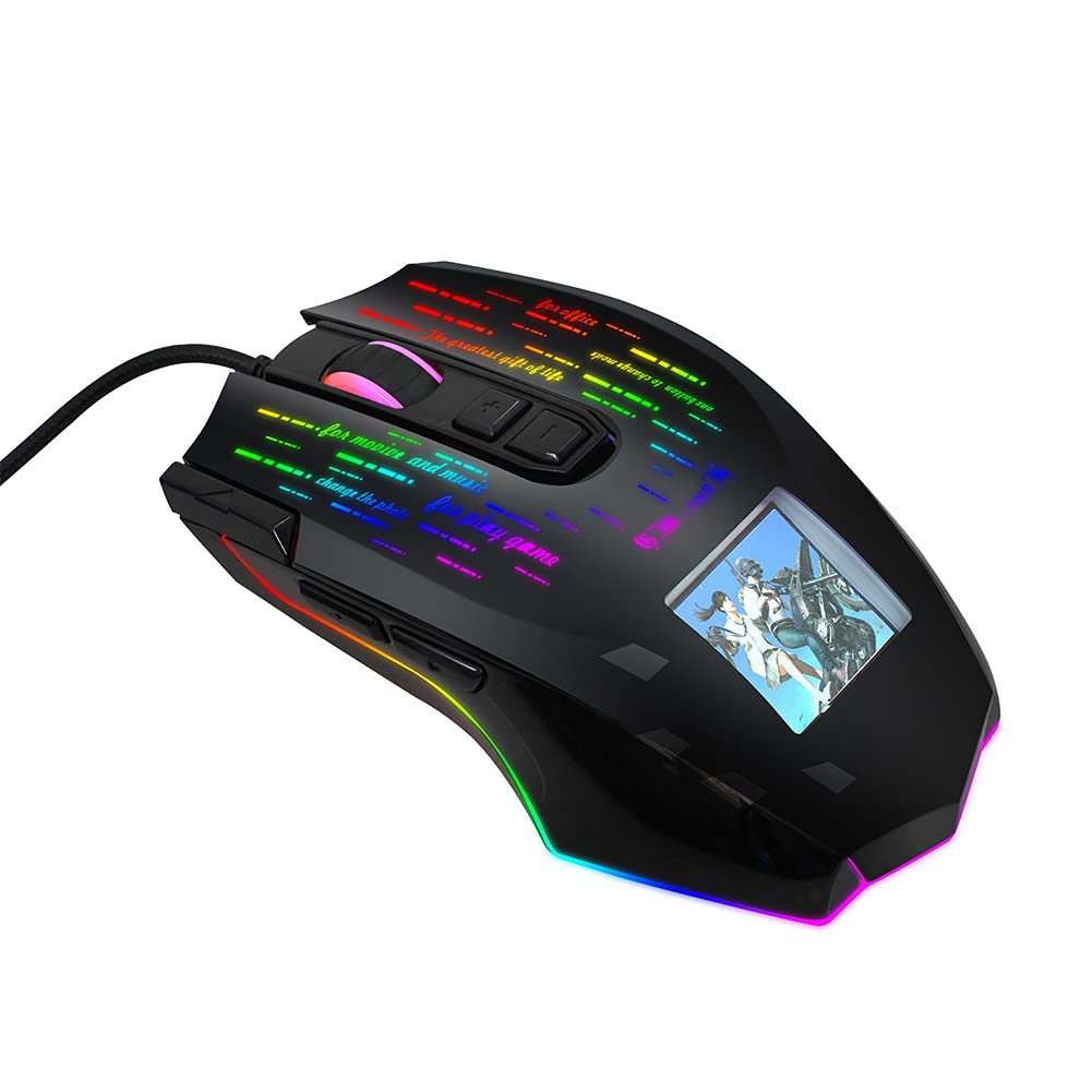 Mysz do gier z pełnokolorowym podświetleniem RGB, mysz z 6-stopniową regulacją DPI, mysz komputerowa do gier e-sportowych, mysz z wielojęzycznym sterownikiem do domowego biura Double the comfort