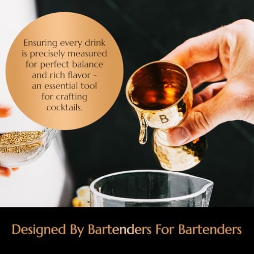 Hammered Bell Jigger by Bull In China - Premium Stainless Steel with 0.25oz to 2oz Measures for Cocktails, Bars & Bartenders - Thumbnail 5
