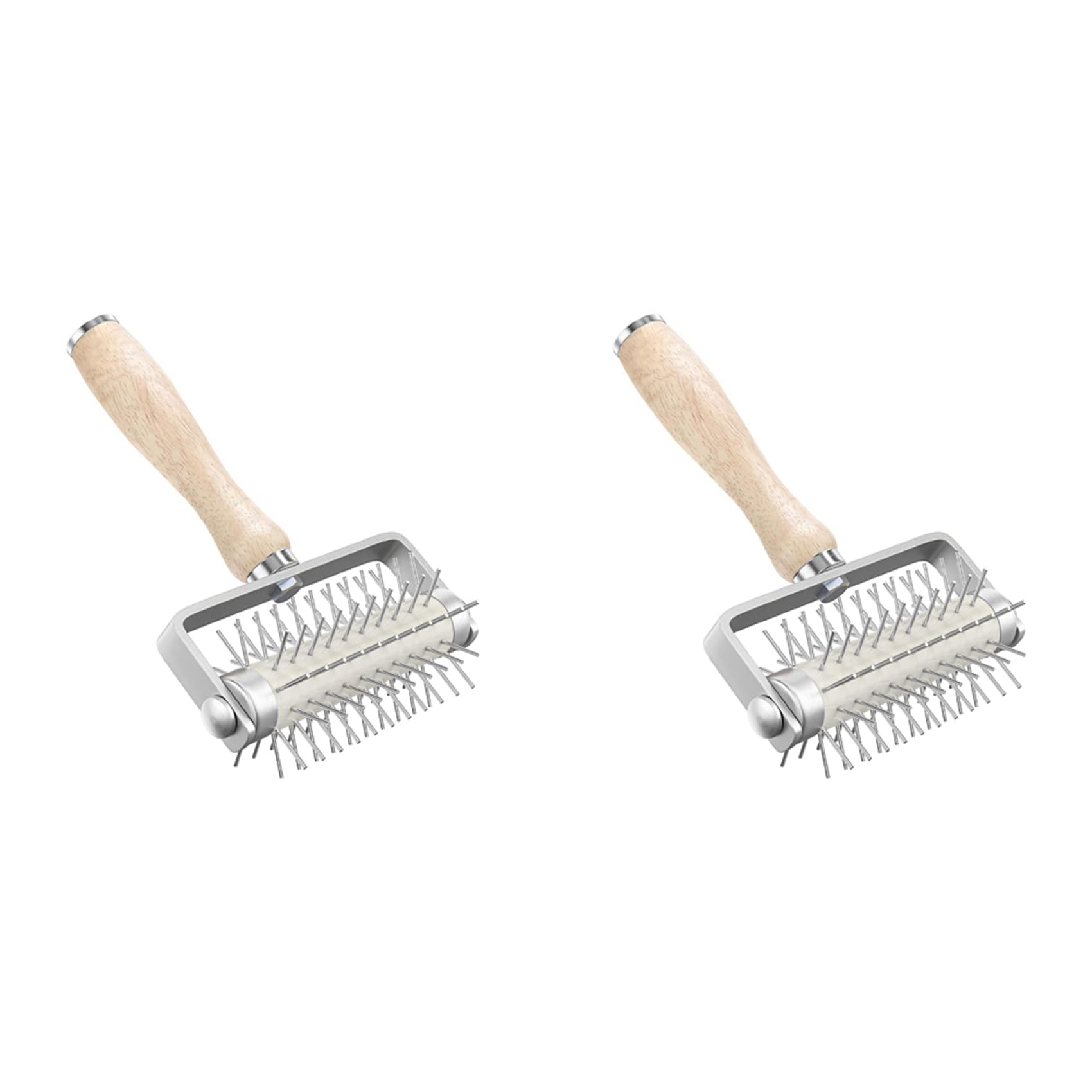 Vjsujehgy 2X Pastry Roller with Stainless Steel Spikes Homemade Pizza Tool,Prevents Dough From Blistering,Pizza Making Accessories